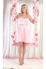 Load image into Gallery viewer, La Merchandise LA1864 Simple Satin Sleeveless Short Homecoming Dress - BLUSH - LA Merchandise