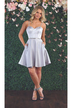 Load image into Gallery viewer, La Merchandise LA1864 Simple Satin Sleeveless Short Homecoming Dress - SILVER - LA Merchandise