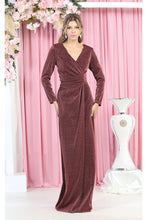 Load image into Gallery viewer, La Merchandise LA1924 Long Sleeve Bodycon V-Neck Evening Dress - BURGUNDY - Dress LA Merchandise