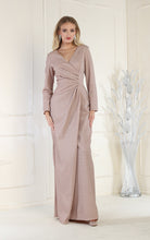 Load image into Gallery viewer, La Merchandise LA1924 Long Sleeve Bodycon V-Neck Evening Dress - ROSE GOLD - Dress LA Merchandise
