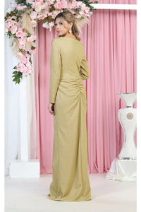 La Merchandise LA1924 Long Sleeve Bodycon V-Neck Evening Dress - - Dress LA Merchandise