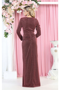 La Merchandise LA1924 Long Sleeve Bodycon V-Neck Evening Dress - - Dress LA Merchandise
