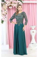 Load image into Gallery viewer, La Merchandise LA1929 Plus Size Mother Of The Bride Embroidered Gown - HUNTER GREEN - Dresses LA Merchandise