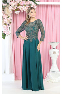 La Merchandise LA1929 Plus Size Mother Of The Bride Embroidered Gown - HUNTER GREEN - Dresses LA Merchandise