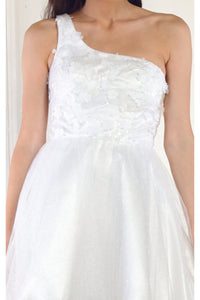 La Merchandise LA1937 Asymmetrical Neckline Short Graduation Dress - - LA Merchandise