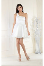 Load image into Gallery viewer, La Merchandise LA1937 Asymmetrical Neckline Short Graduation Dress - WHITE - LA Merchandise