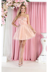 Load image into Gallery viewer, La Merchandise LA1937 Asymmetrical Neckline Short Graduation Dress - BLUSH - LA Merchandise