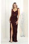 Load image into Gallery viewer, La Merchandise LA1957 Off Shoulder Sequined Prom Gown - BURGUNDY - Dress LA Merchandise