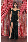Load image into Gallery viewer, La Merchandise LA1957 Off Shoulder Sequined Prom Gown - HUNTER GREEN - Dress LA Merchandise