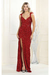 Load image into Gallery viewer, La Merchandise LA1957 Off Shoulder Sequined Prom Gown - RED - Dress LA Merchandise