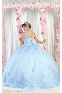 La Merchandise LA195 Sleeveless V Neck Corset Floral Ball Gown - - LA Merchandise