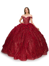 Load image into Gallery viewer, La Merchandise LA2CP3209 Shimmering Floral Ball Gown - BURGUNDY - LA Merchandise