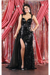 Load image into Gallery viewer, La Merchandise LA7964 Sleeveless Sequined Long Prom Gown - BLACK - Dress LA Merchandise