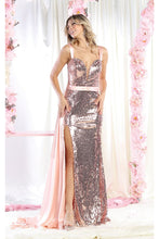 Load image into Gallery viewer, La Merchandise LA7964 Sleeveless Sequined Long Prom Gown - ROSE GOLD - Dress LA Merchandise