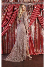 Load image into Gallery viewer, La Merchandise LA7972 Long Sleeve Slit Glitter Gown - - Dress LA Merchandise