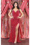 Load image into Gallery viewer, La Merchandise LA7986 Spaghetti Straps V-neck Prom Gown - FUCHSIA - Dress LA Merchandise