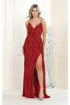Load image into Gallery viewer, La Merchandise LA7986 Spaghetti Straps V-neck Prom Gown - RED - Dress LA Merchandise
