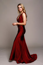 Load image into Gallery viewer, La Merchandise LAA370 Simple Strethcy Bodycon Mermaid Prom Dress - Burgundy - LA Merchandise