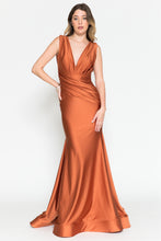 Load image into Gallery viewer, La Merchandise LAA370 Simple Strethcy Bodycon Mermaid Prom Dress - Burnt Orange - LA Merchandise