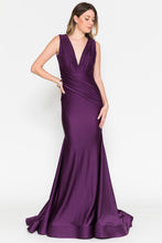 Load image into Gallery viewer, La Merchandise LAA370 Simple Strethcy Bodycon Mermaid Prom Dress - Eggplant - LA Merchandise
