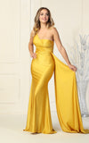 Load image into Gallery viewer, La Merchandise LAA387C One Shoulder Stretchy Long Evening Dress - MUSTARD - LA Merchandise