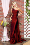 Load image into Gallery viewer, La Merchandise LAA387 One Shoulder Stretchy Side Cape Bridesmaids Dress - Burgundy - LA Merchandise