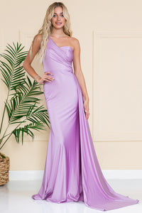 La Merchandise LAA387 One Shoulder Stretchy Side Cape Bridesmaids Dress - - LA Merchandise
