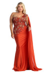 Load image into Gallery viewer, La Merchandise LAA388C One Shoulder Cape Long Floral Evening Gowns - RUST - LA Merchandise
