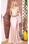 Load image into Gallery viewer, La Merchandise LAA388 One Shoulder Cape Floral Red Carpet Evening Gown - BLUSH - LAA