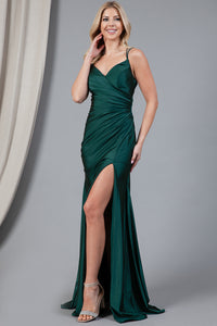 La Merchandise LAA391 Long Simple Stretchy Bridesmaids Gown w/ Slit - - LA Merchandise