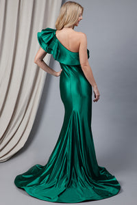 La Merchandise LAA5042 One Shoulder Ruffled Mermaid Formal Prom Dress - - LA Merchandise