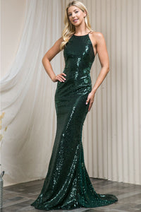 La Merchandise LAA5043 Long Sequin Sexy Open Back Formal Prom Dress - - LA Merchandise