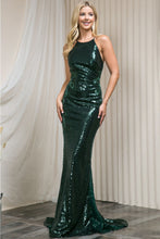 Load image into Gallery viewer, La Merchandise LAA5043 Long Sequin Sexy Open Back Formal Prom Dress - Emerald Green - LA Merchandise
