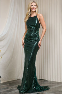La Merchandise LAA5043 Long Sequin Sexy Wholesale Formal Prom Dress - Emerald Green - LA Merchandise