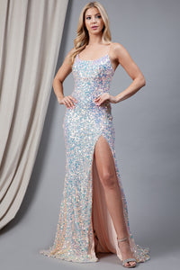 La Merchandise LAA5046 Long Sequined Sexy Open Back Prom Gown - - LA Merchandise