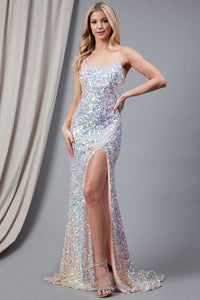 La Merchandise LAA5046 Long Sequined Sexy Open Back Prom Gown - BLUSH - LA Merchandise