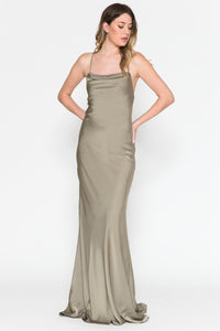 La Merchandise LAA6111 Long Simple Wholesale Satin Bridesmaids Gowns - Olive Green - LA Merchandise
