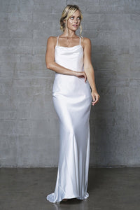 La Merchandise LAA6111 Long Simple Wholesale Satin Bridesmaids Gowns - White - LA Merchandise