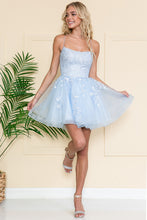 Load image into Gallery viewer, La Merchandise LAA7013S Sexy Short Floral Open Back Prom Dress - BABY BLUE - LA Merchandise