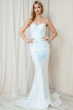 Load image into Gallery viewer, La Merchandise LAA7028 Strapless Long Sequined Mermaid Dress w/ Train - - LA Merchandise