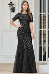 Load image into Gallery viewer, La Merchandise LAA7707 Modest Short Sleeve MOB Special Occasion Gown - BLACK - LA Merchandise