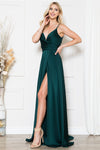 Load image into Gallery viewer, La Merchandise LAABZ012 Simple Long V-Neck Bridesmaid Dress with Slit - - LA Merchandise