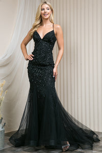 La Merchandise LAASU066 Sexy Open Back Long Floral Wholesale Dress - BLACK - LA Merchandise