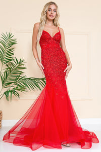 La Merchandise LAASU066 Sexy Open Back Long Floral Wholesale Dress - RED - LA Merchandise