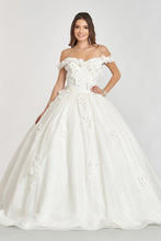 Load image into Gallery viewer, La Merchandise LAS1971 Off Shoulder 3D Floral Quince Ball Gown - - LA Merchandise