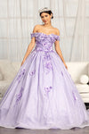 Load image into Gallery viewer, La Merchandise LAS1971 Off Shoulder 3D Floral Quince Ball Gown - LILAC - LA Merchandise