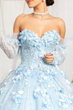 Load image into Gallery viewer, La Merchandise LAS1986 3-D Floral Detachable Long Sleeves Quince Dress - - LA Merchandise