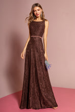 Load image into Gallery viewer, La Merchandise LAS2170 Round Neck Long Lace Open Back Bridesmaid Dress - BROWN - LA Merchandise
