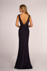La Merchandise LAS2614 Sleeveless Lace Jersey Long Evening Dress - - LA Merchandise