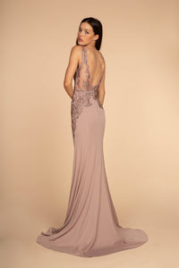La Merchandise LAS2614 Sleeveless Lace Jersey Long Evening Dress - - LA Merchandise